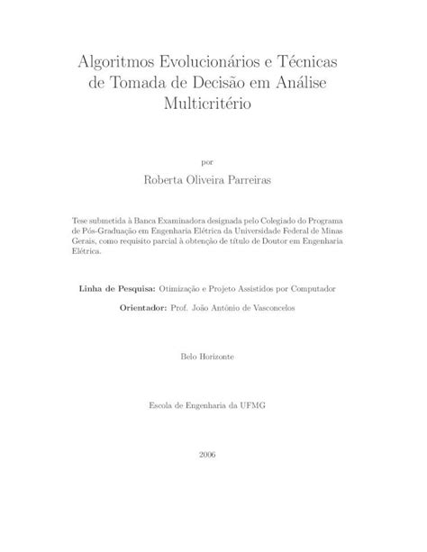 Pdf Algoritmos Evolucionarios E Tecnicas De Tomada De Decis