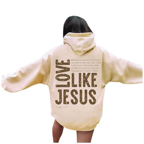 Jesus Love Like Jesus Hoodies For Women Y2k Letter Christian Graphic