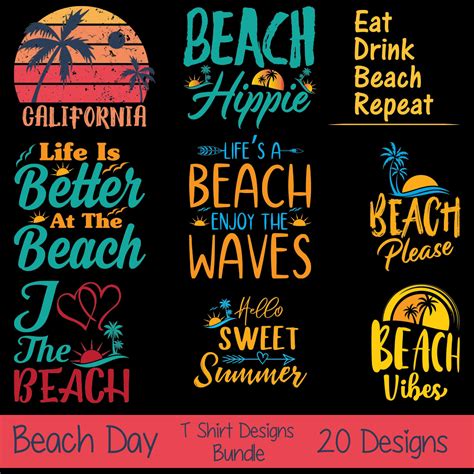 Beach Day T Shirt Designs Bundle Masterbundles