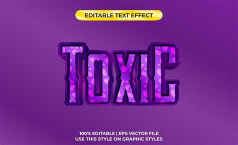 Toxic 3d Text With Purple Poison Theme Typography Template For Toxic