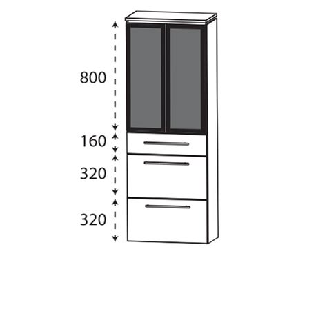 Puris Cool line Hochschrank mit Glasrahmentür Rauchgals in Anthrazit