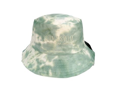 Tie Dye Bucket Hat With Sun And Swim Logo Mint Tropicana Collection