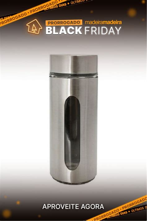 Pote Porta Mantimentos Inox Visor 1 9L MadeiraMadeira