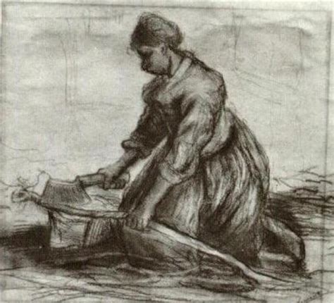 Peasant Woman Kneeling With Chopper 1885 Vincent Van Gogh WikiArt Org