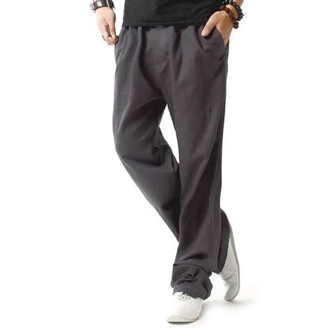 New Summer Linen Casual Pants Men Solid Thin Breathable Joggers