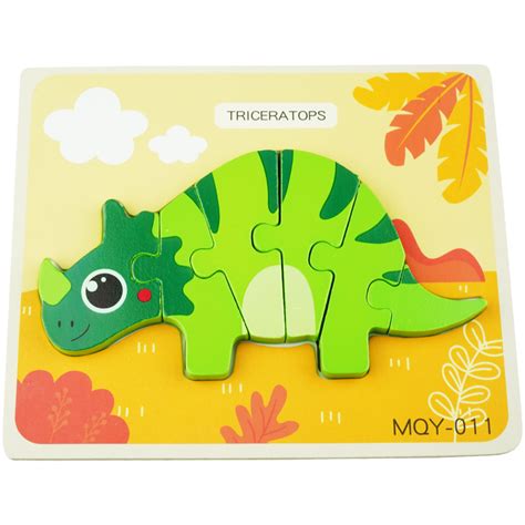 Drewniana kolorowa układanka puzzle dinozaury Triceratops Kategorie