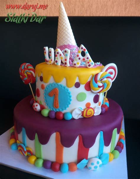 Delicious Birthday Cake with Candy Decorations