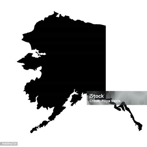 Alaska Us Blank Map Vector Template Black Solid Color And Outline