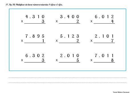 Multiplicaci N Por Cifra Cuarto De Educaci N Primaria