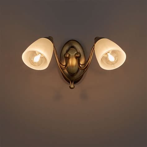 Venus Antique Brass Effect Double Wall Light Departments Diy At Bandq