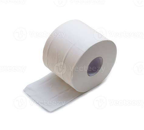 Close Up Photo Of Single Roll Of White Tissue Paper Or Napkin Prepared For Use In Toilet Or