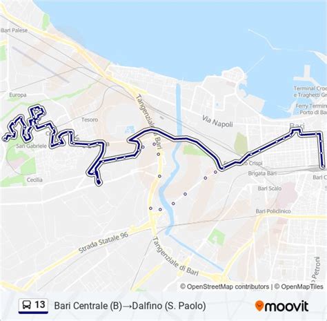 Linea 13 Orari Fermate E Mappe Bari Centrale B Dalfino S Paolo