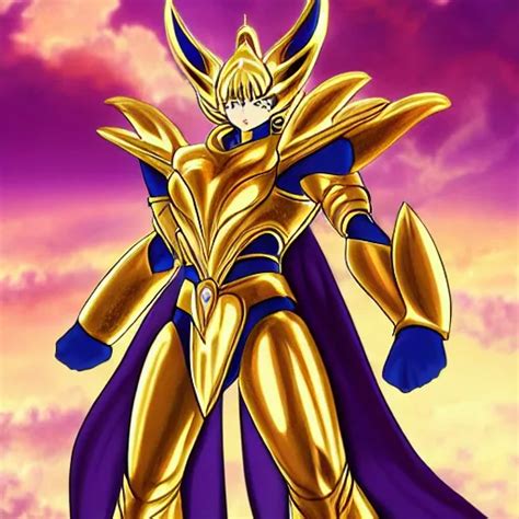 Full Shot Of Saint Seiya Knight Wearing Golden Cat Stable Diffusion