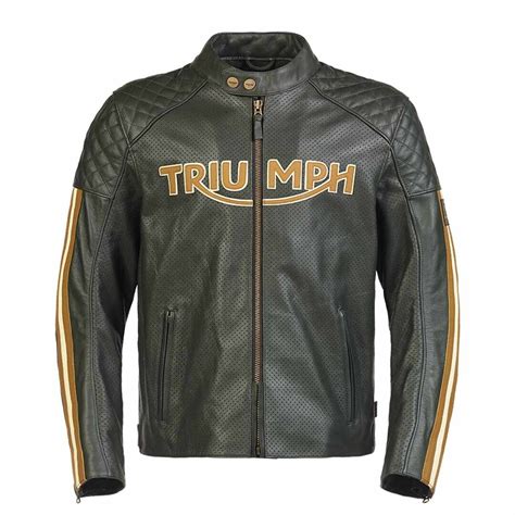 Triumph Braddan Air Race Green Leather Motorcycle Jacket - Shop Best Selling Triumph Genuine OEM ...