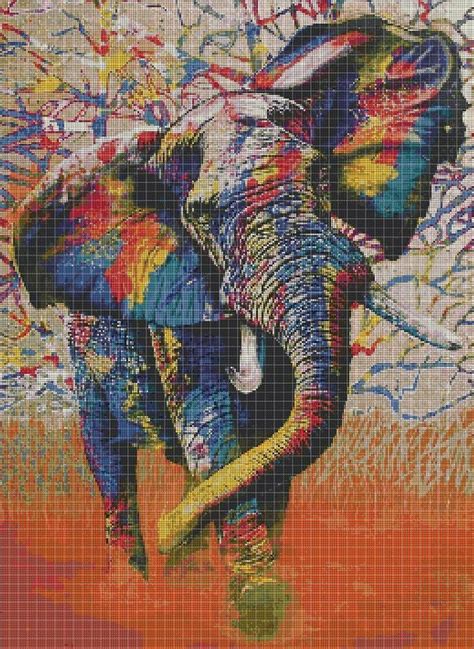 Colours Elephant Cross Stitch Pattern In Pdf DMC Elephant Cross