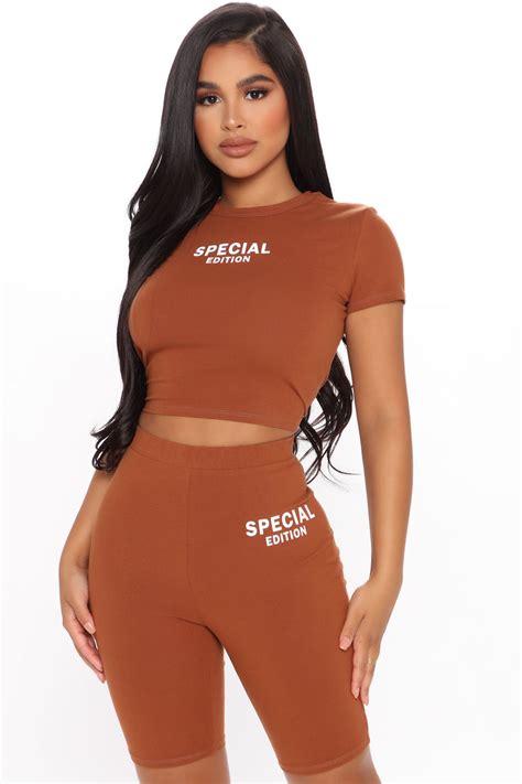 Keeping Me Limited Short Set Brown Fashion Nova Matching Sets Fashion Nova