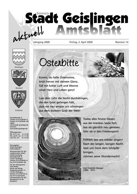 Amtsblatt Geislingen Kw Stadt Geislingen