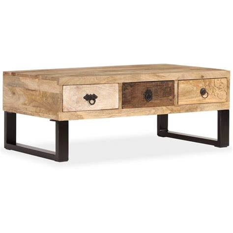 Table Basse Avec Tiroirs Bois De Manguier Massif X X Cm