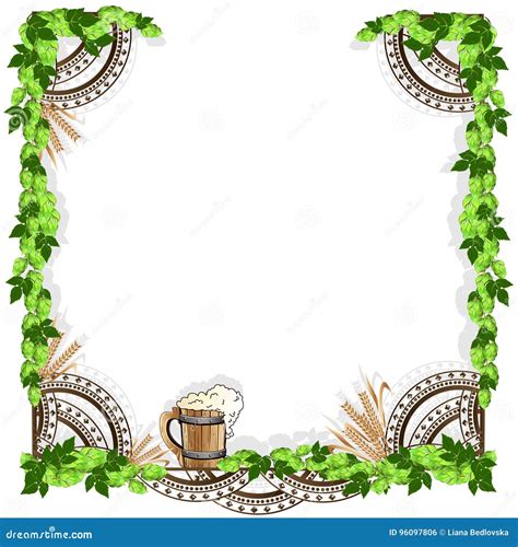 Beer Frame With Vintage Elements Stock Vector Illustration Of Pattern