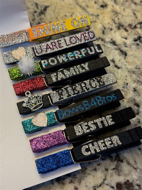 Custom Cheerleading Clothespins Cheer Pins Handmade Glitter Spirit Pins