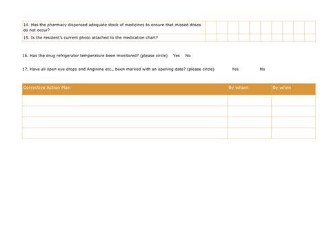 Medication Chart Audit Sample In Word And Pdf Formats Page 2 Of 2