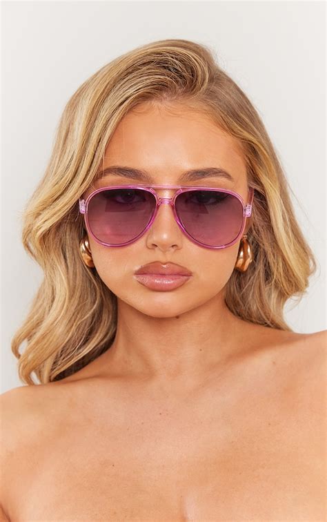 Lilac Crystal Frame Aviator Sunglasses Prettylittlething