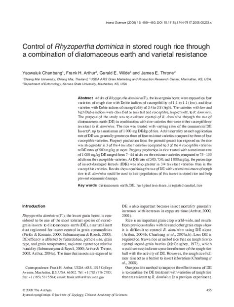 (PDF) Combining Diatomaceous Earth and Varietal Resistance for R ...