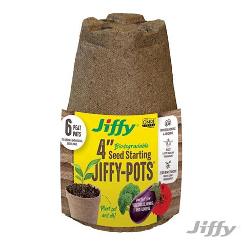 Jiffy 4 In Round Peat Pots Seed Starter Kit 6 Pack Jp406 28h The Home Depot