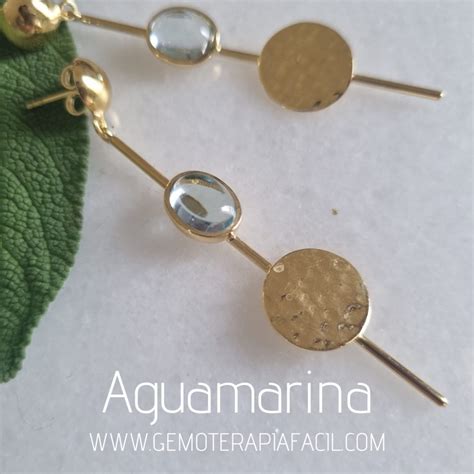 Pendientes aguamarina plata de ley dorada Gemoterapia Fácil Tienda