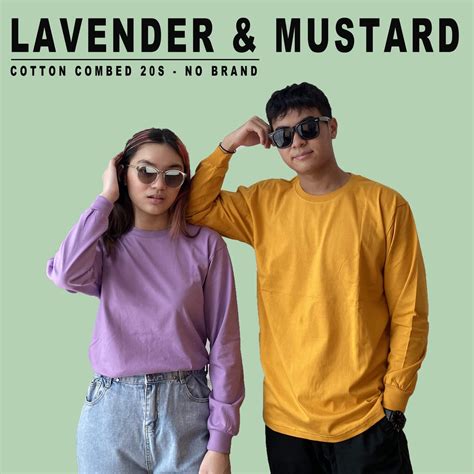 Jual BUBI KAOS POLOS PANJANG LAVENDER MUSTARD COTTON COMBED 20S 100