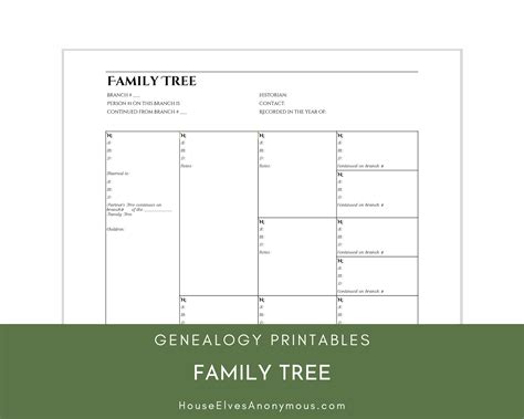 4 Generation Family Tree Chart BLACK - House Elves Anonymous