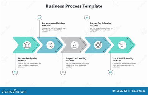 Simple Business Process Template With Five Colorful Stages Stock Vector Illustration Of Plan