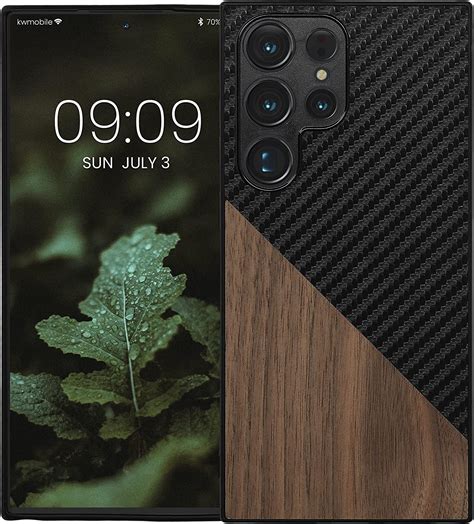 Kwmobile Wood And Carbon Fiber Σκληρή Ξύλινη Θήκη με Tpu Bumper και Ανθρακονήματα Samsung