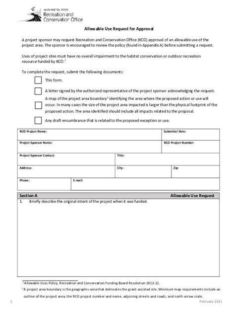 Fillable Online Rco Wa Allowable Use Request Form Allowable Use