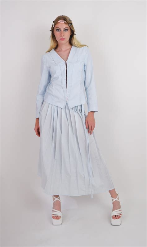 Baby Blue Pleated Wrap Maxi Skirt — Holy Thrift