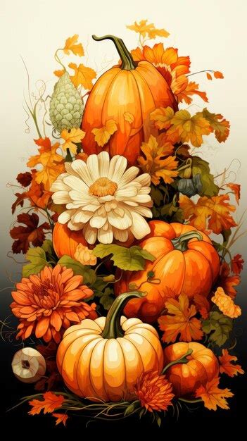 Premium Ai Image A Cross Stitch Pattern With Pumpkins And Leaves