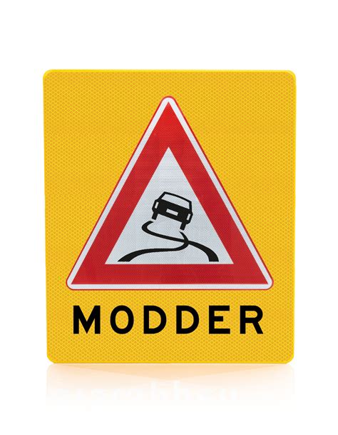 Verkeersbord Modder Op De Weg Slipgevaar Uit Voorraad Leverbaar