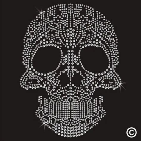 Pc Lot Skull Clear Rhinestones Hot Fix Rhinestone Applique Hot Fix Rhinestone Transfer Motifs