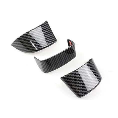 3pcs Carbon Fiber Texture Interior Steering Wheel Panel Cover Trim For