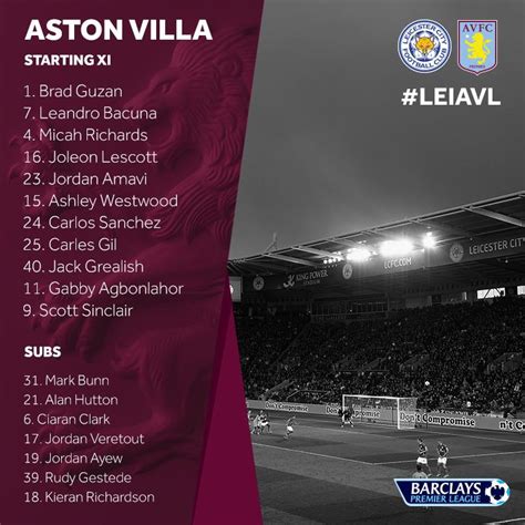 Starting Line Ups Leicester City V Aston Villa Itv News