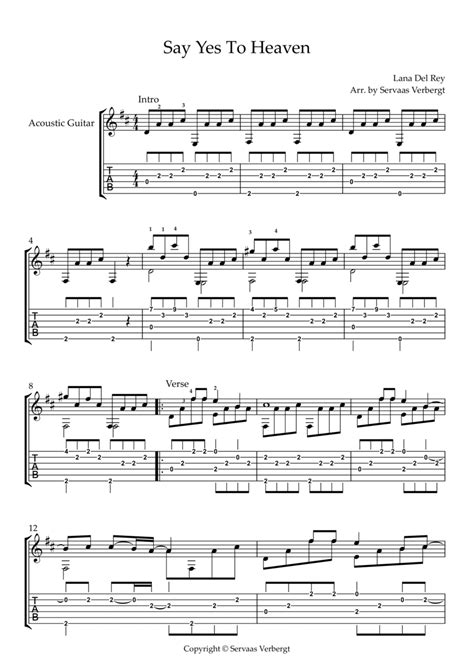 Say Yes To Heaven by Lana Del Rey - Electric Guitar - Digital Sheet Music | Sheet Music Plus