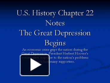 Ppt U S History Chapter Notes The Great Depression Begins