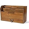 Flexzion Tier Wooden Desk Organizer Country Rustic Compartments