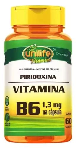 Vitamina B6 Piridoxina Unilife 500mg 60 Cápsulas Cuotas Sin Interés