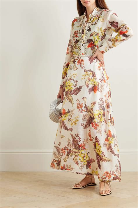 Zimmermann Matchmaker Crystal Embellished Floral Print Linen And Silk