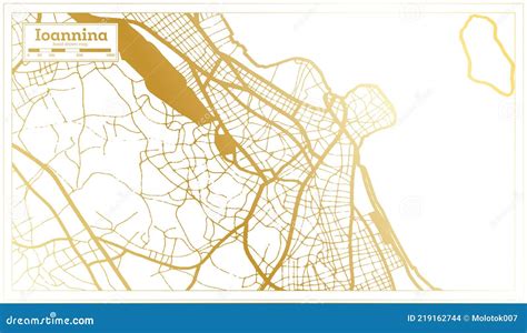 Ioannina Greece City Map In Retro Style In Golden Color Outline Map