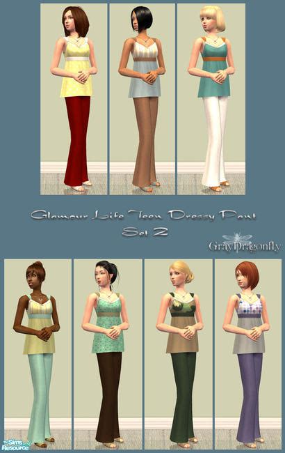 The Sims Resource Glamour Life Teen Dressy Pant Set 2