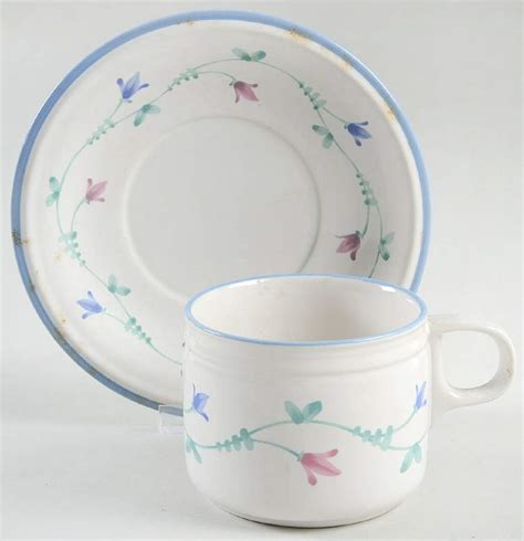 Portofino Blue Flat Cup Saucer Set By Savoir Vivre Replacements Ltd