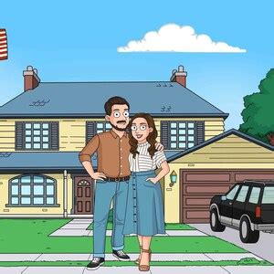 Custom American Family Cartoon Portrait, Couple American Portrait From ...