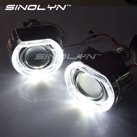 Sinolyn Car Styling X5 Square Led Angel Eyes Halo Drl Bi Xenon Headlight Projector Lens Hid